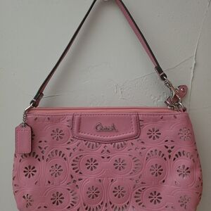 Coach Pink Floral Cutout Wristlet
